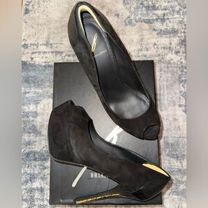 Brian Atwood Elegant Black Peep Toe Heels